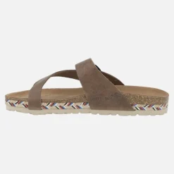 Sandalias marrones de piel para dedo con hebilla ajustable