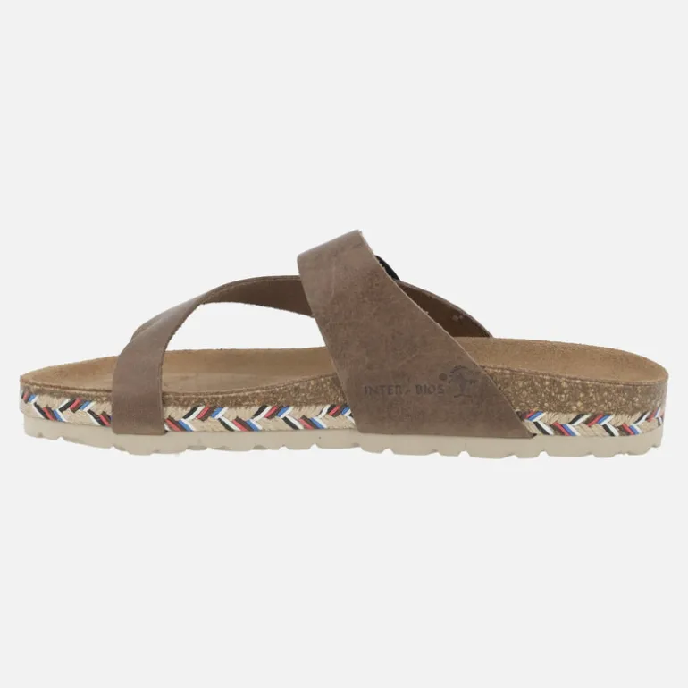 Sandalias marrones de piel para dedo con hebilla ajustable