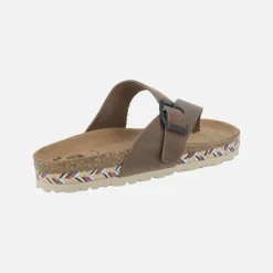 Sandalias marrones de piel para dedo con hebilla ajustable
