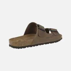 Sandalias marrones de piel estilo bio con dos hebillas para hombre