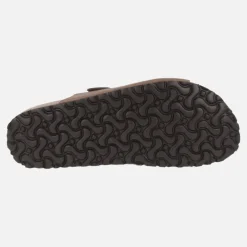 Sandalias marrones de piel estilo bio con dos hebillas para hombre