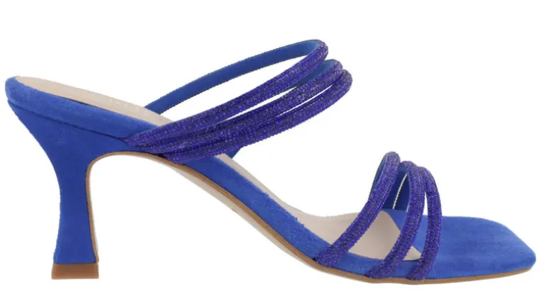 Sandalias mules de ante con tiras de strass Paola