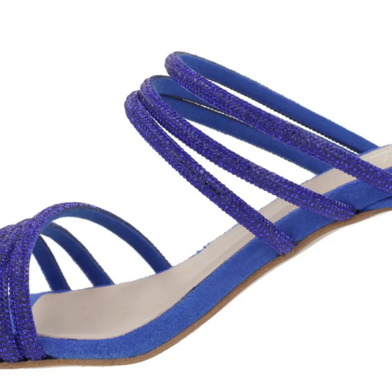 Sandalias mules de ante con tiras de strass Paola