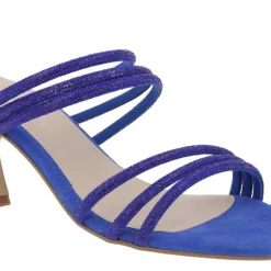 Sandalias mules de ante con tiras de strass Paola
