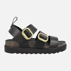 Sandalias negras con hebillas doradas Tunez 127
