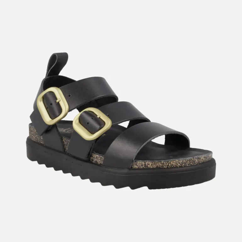Sandalias negras con hebillas doradas Tunez 127