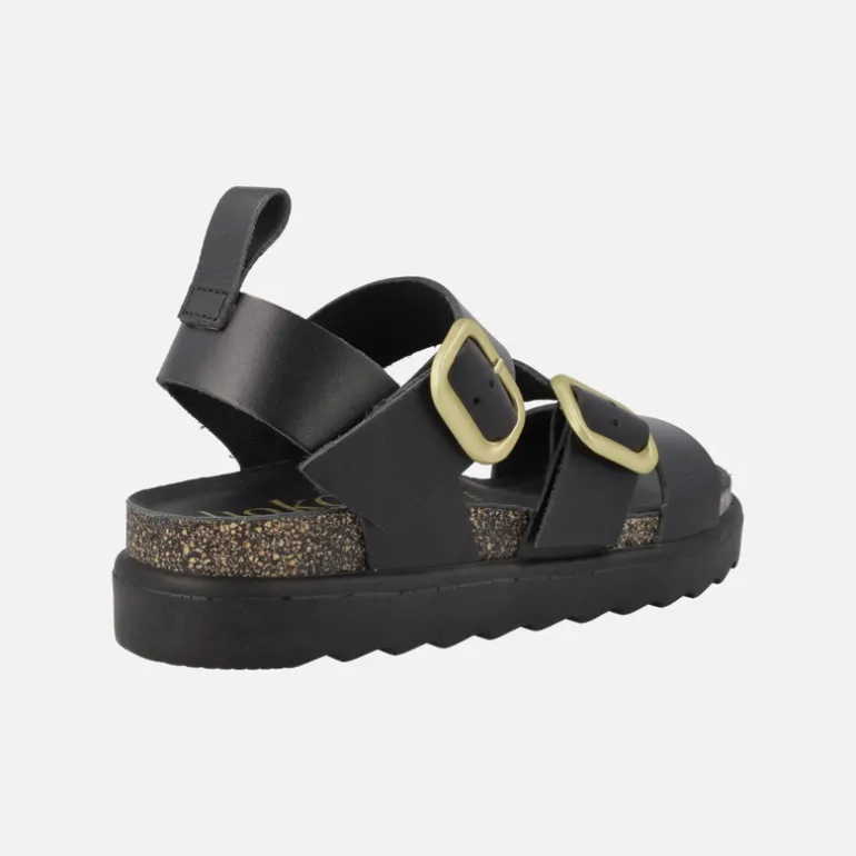 Sandalias negras con hebillas doradas Tunez 127