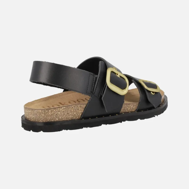 Sandalias negras con hebillas doradas y tira al talón Bolus 252