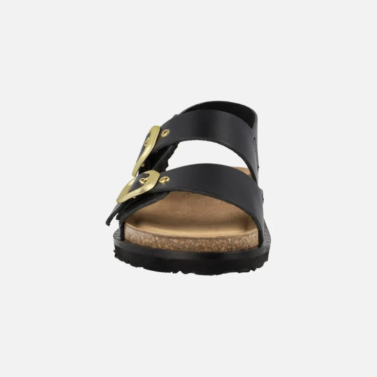 Sandalias negras con hebillas doradas y tira al talón Bolus 252