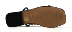 Sandalias negras con pulsera dorada al tobillo para mujer