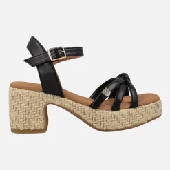 Sandalias negras con tacón y plataforma de yute Tyrol Manchester