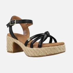 Sandalias negras con tacón y plataforma de yute Tyrol Manchester