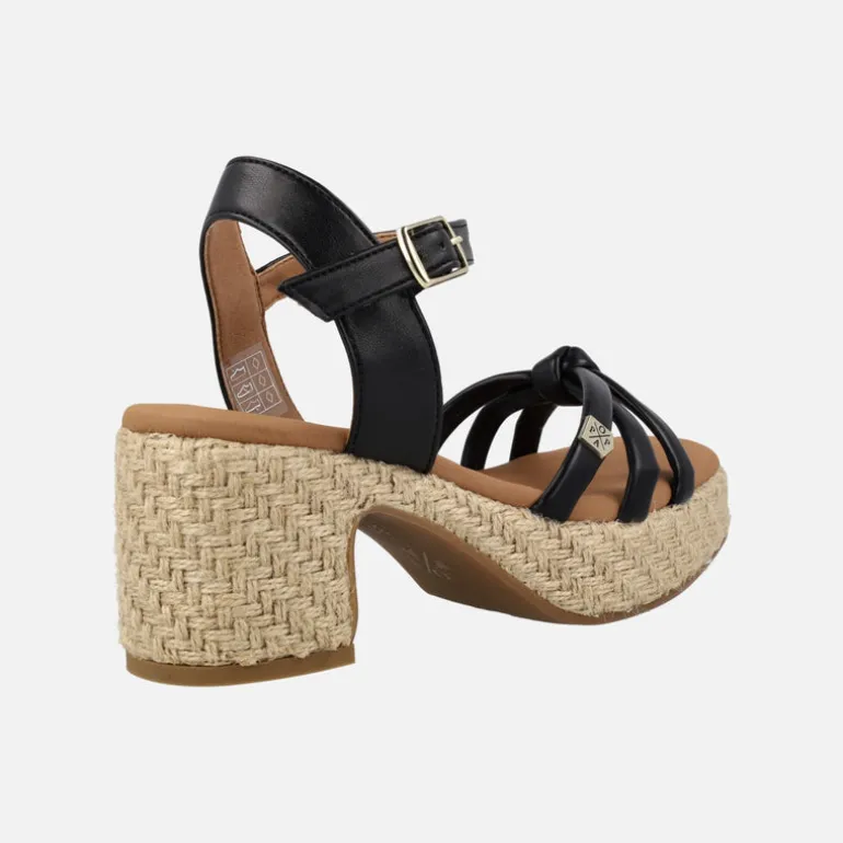 Sandalias negras con tacón y plataforma de yute Tyrol Manchester