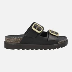 Sandalias negras de piel con hebillas ajustables Tunez 130