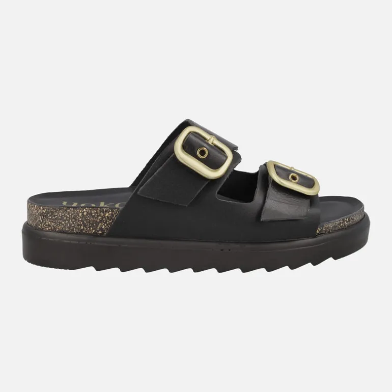 Sandalias negras de piel con hebillas ajustables Tunez 130