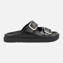 Sandalias negras de piel con hebillas