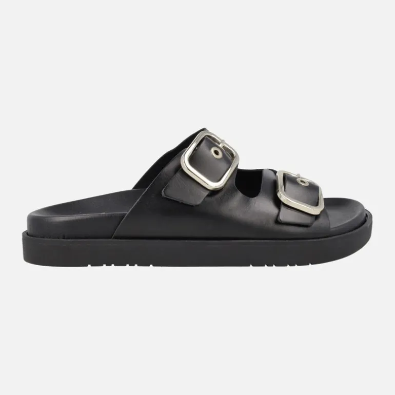 Sandalias negras de piel con hebillas