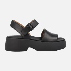 Sandalias negras de piel con plataforma Tasha