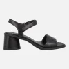 Sandalias negras de piel con tacón Kiara