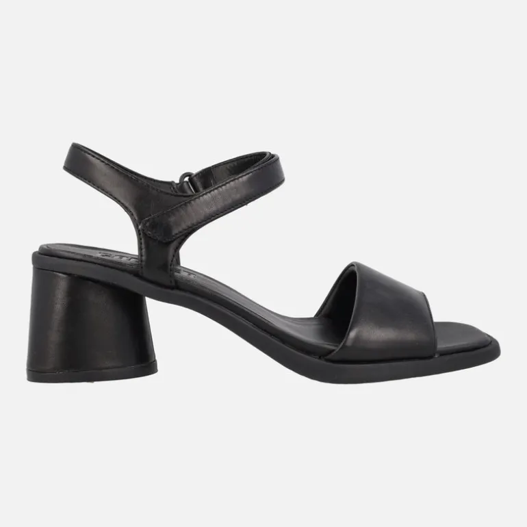 Sandalias negras de piel con tacón Kiara
