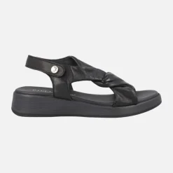 Sandalias negras de piel con tiras entrelazadas y cierre de velcro