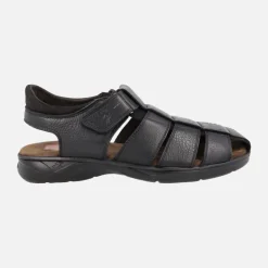 Sandalias negras de piel con cierre de velcro Dozer