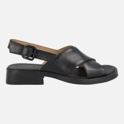 Sandalias negras de piel con tiras cruzadas para mujer Dana