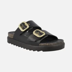 Sandalias negras de piel con hebillas ajustables Tunez 130