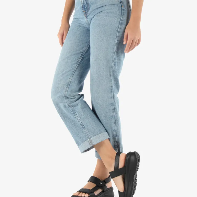 Sandalias negras de piel con plataforma y cierre de velcros Noor