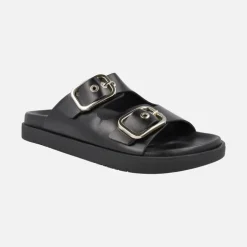Sandalias negras de piel con hebillas