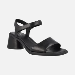 Sandalias negras de piel con tacón Kiara