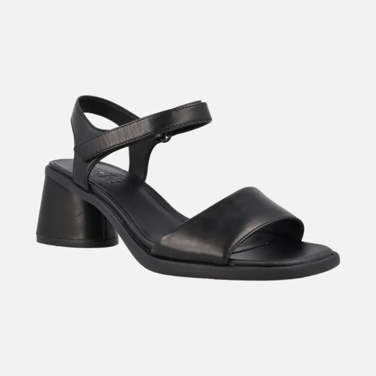 Sandalias negras de piel con tacón Kiara