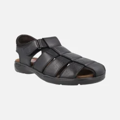 Sandalias negras de piel con cierre de velcro Dozer