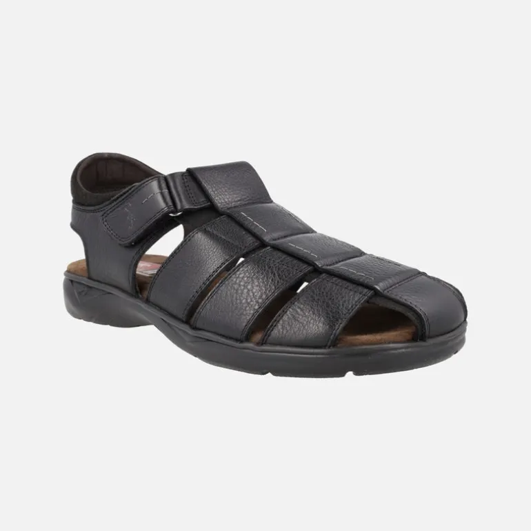 Sandalias negras de piel con cierre de velcro Dozer