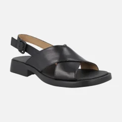 Sandalias negras de piel con tiras cruzadas para mujer Dana
