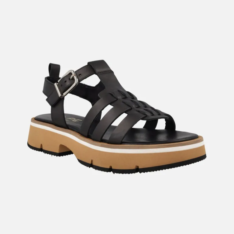 Sandalias negras de piel con piso tricolor Zanzibar