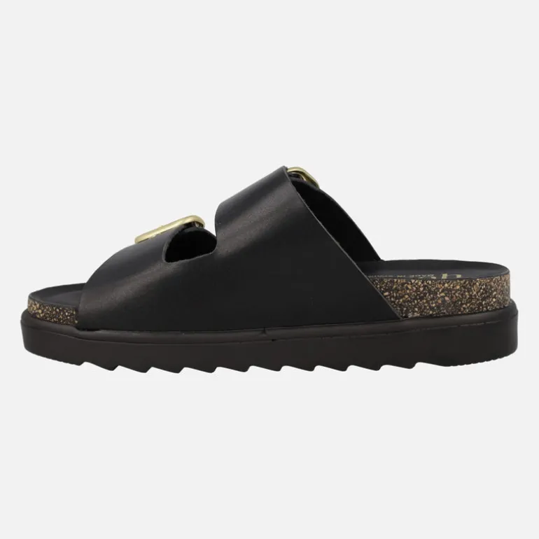 Sandalias negras de piel con hebillas ajustables Tunez 130
