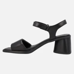 Sandalias negras de piel con tacón Kiara