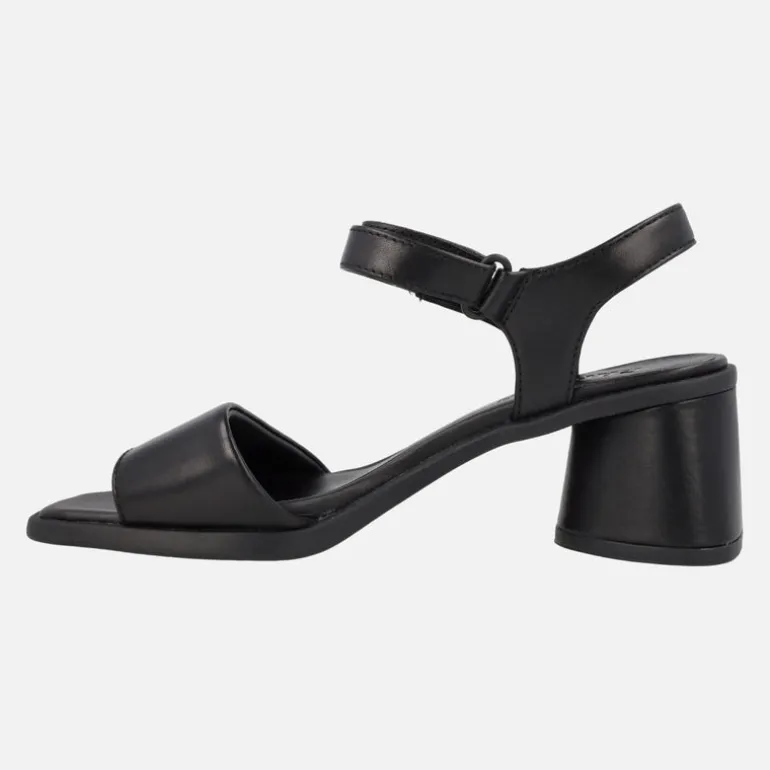 Sandalias negras de piel con tacón Kiara
