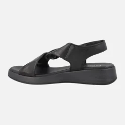 Sandalias negras de piel con tiras entrelazadas y cierre de velcro