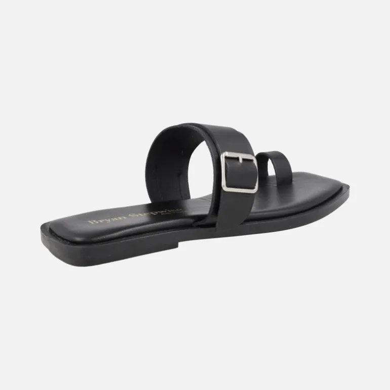 Sandalias negras de piel con pieza para dedo