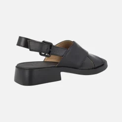 Sandalias negras de piel con tiras cruzadas para mujer Dana