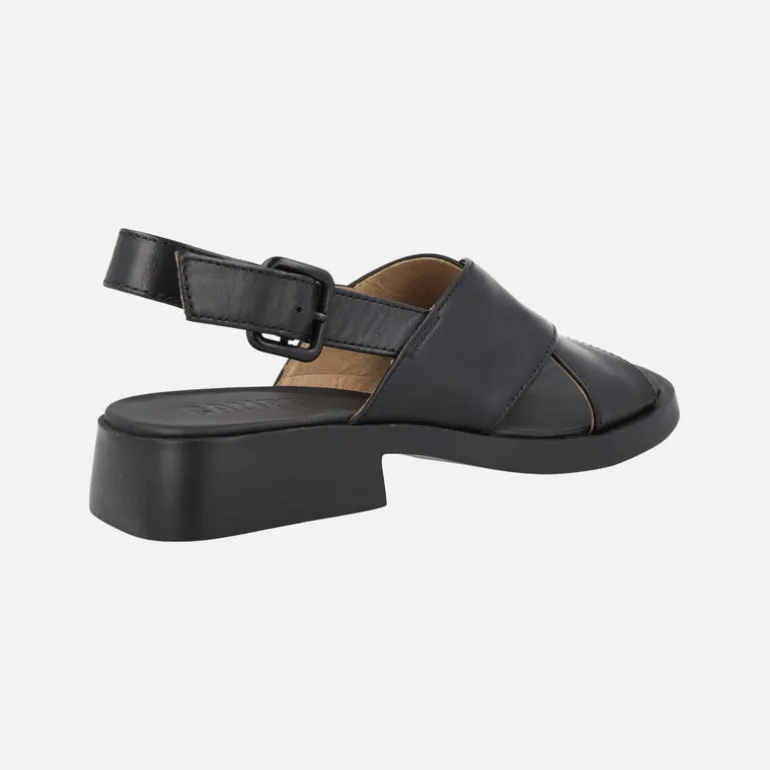 Sandalias negras de piel con tiras cruzadas para mujer Dana