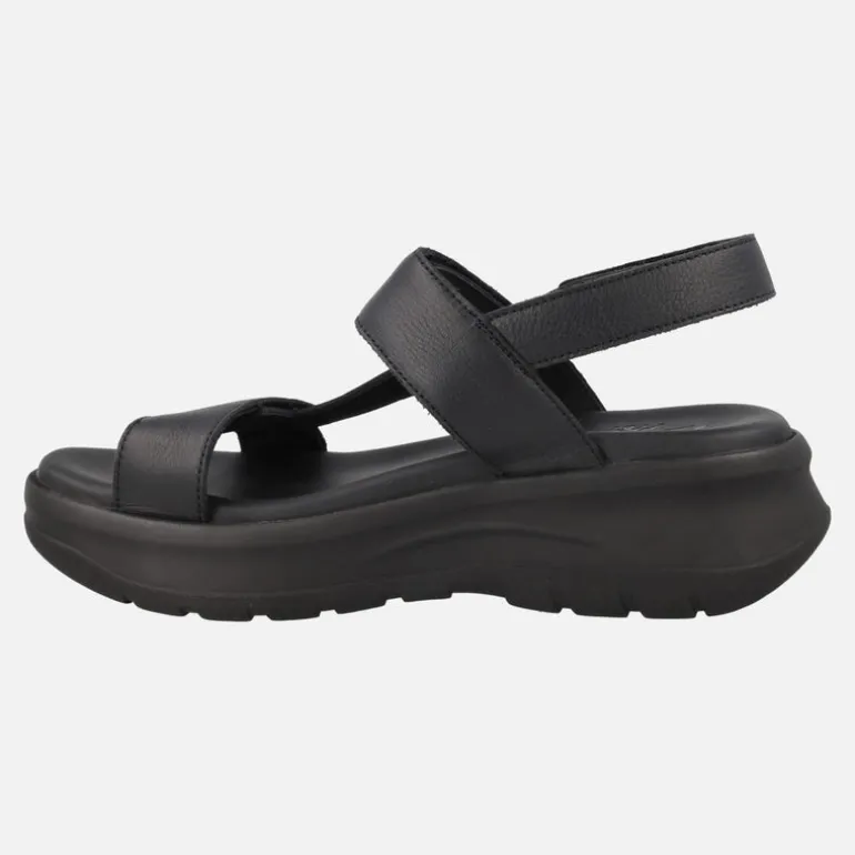 Sandalias negras de piel con plataforma y cierre de velcros Noor