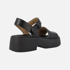 Sandalias negras de piel con plataforma Tasha