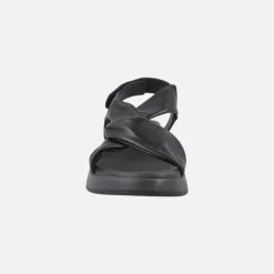 Sandalias negras de piel con tiras entrelazadas y cierre de velcro