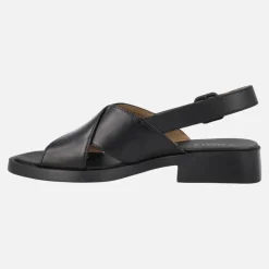Sandalias negras de piel con tiras cruzadas para mujer Dana