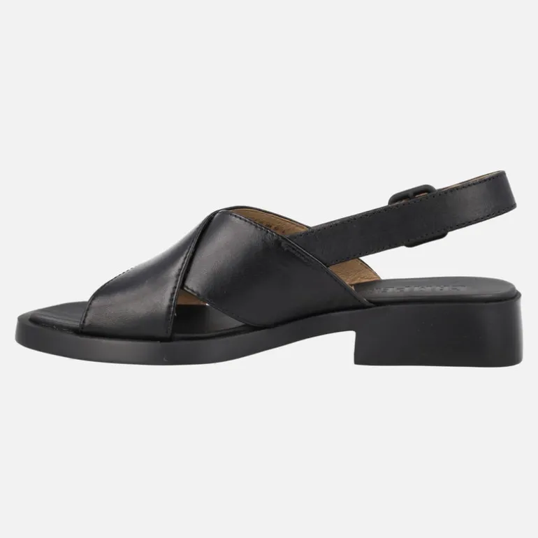 Sandalias negras de piel con tiras cruzadas para mujer Dana