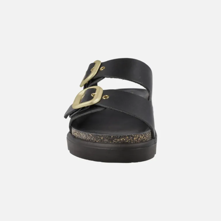 Sandalias negras de piel con hebillas ajustables Tunez 130