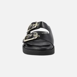 Sandalias negras de piel con hebillas